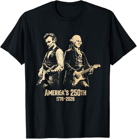 George Washington & Lincoln Guitar Shirt, America 250th Anniversary Graphic Tee in Saudi Arabia