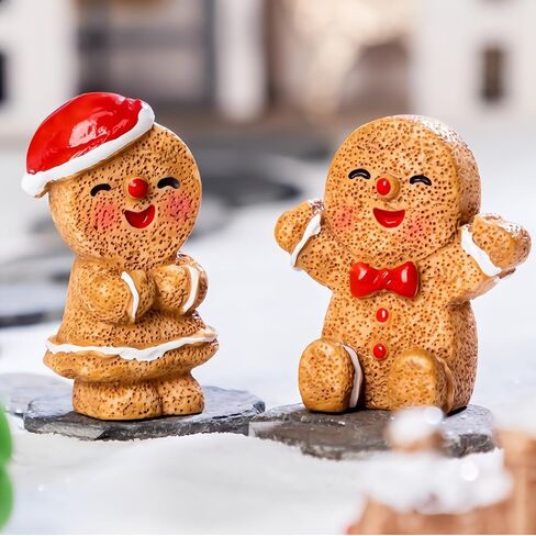 48PCS Mini Gingerbread Men Figurines in Resin, 4 Styles Mini Christmas Gingerbread Ornaments Statues, Miniature Figurines for DIY Crafts Indoor Outdoor Xmas Decorations Party Favors in Saudi Arabia