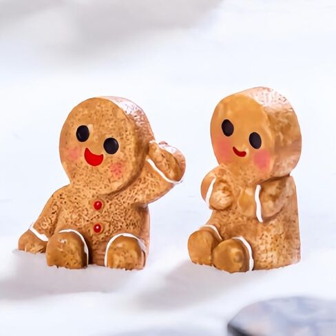 48PCS Mini Gingerbread Men Figurines in Resin, 4 Styles Mini Christmas Gingerbread Ornaments Statues, Miniature Figurines for DIY Crafts Indoor Outdoor Xmas Decorations Party Favors in Saudi Arabia
