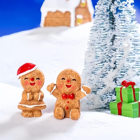 48PCS Mini Gingerbread Men Figurines in Resin, 4 Styles Mini Christmas Gingerbread Ornaments Statues, Miniature Figurines for DIY Crafts Indoor Outdoor Xmas Decorations Party Favors in Saudi Arabia