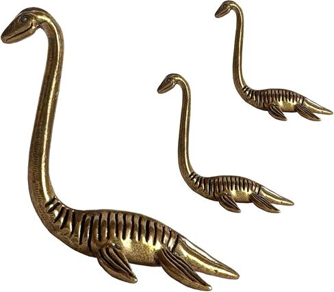 DAMULINS 3Pcs Small Brass Loch Ness Monster Statue Decor,Mini Retro Copper Marine Dinosaur Metal Sculpture Home Decoration,Landscape Animal Figurines and Tea Pet (Loch Ness Monster) in Saudi Arabia