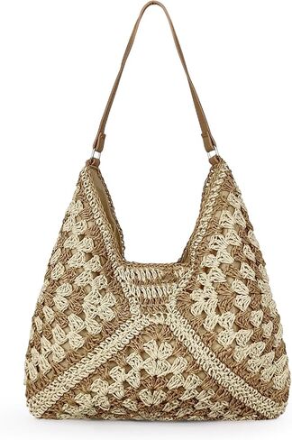 Straw Hobo Bags for Women, Large Capacity Woven Beach Tote Bag Summer Vintage Crochet Shoulder Bag for Travel in Saudi Arabia