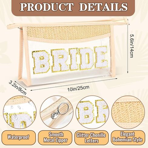 2 PCS Crochet Beach Tote, Bride Tote Summer Beach Handbags for Summer Bridal Shower Honeymoon Wedding Gift in Saudi Arabia