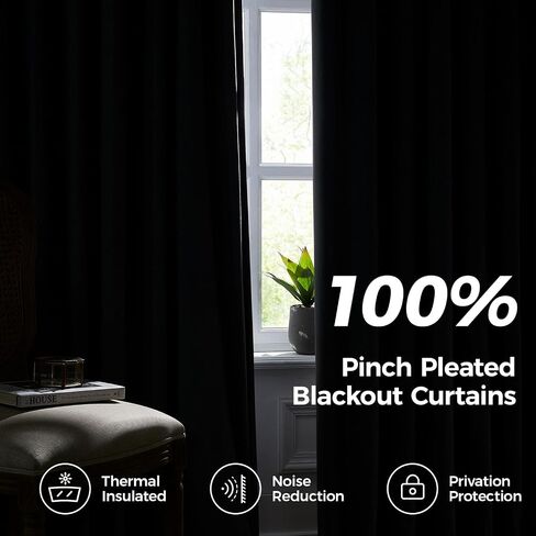 Pinch Pleated Blackout Curtains for Bedroom, Pink Velvet Curtains for Living Room, Black Out Curtain 84 inch Long Room Darkening, Blackout Pinch Pleatd Drapes with Hooks 2 Panels in Saudi Arabia