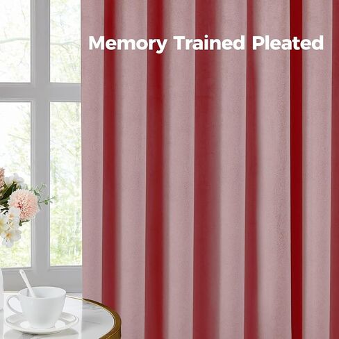 Pinch Pleated Blackout Curtains for Bedroom, Pink Velvet Curtains for Living Room, Black Out Curtain 84 inch Long Room Darkening, Blackout Pinch Pleatd Drapes with Hooks 2 Panels in Saudi Arabia