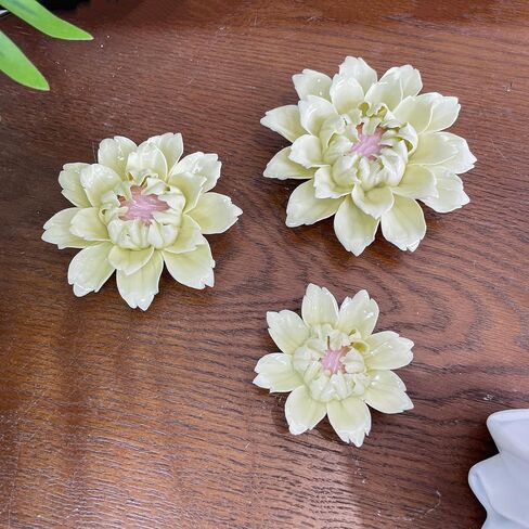CEUYGT Handmade Ceramic Wall Flower Decor - Yellow King Protea Design, Elegant Home Wall Art for Living Room, Bedroom, or Office Decoration Yellow 2.75"(Small) in Saudi Arabia