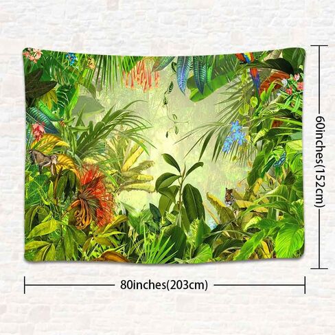 Tropical Rainforest Landscape Tapestry, Jungle Tiger Plant Natural Scenery Tapestry Wall Hanging, Bed Cover Mural Home Decor 80X60 Inches GTLSUH274 in Saudi Arabia