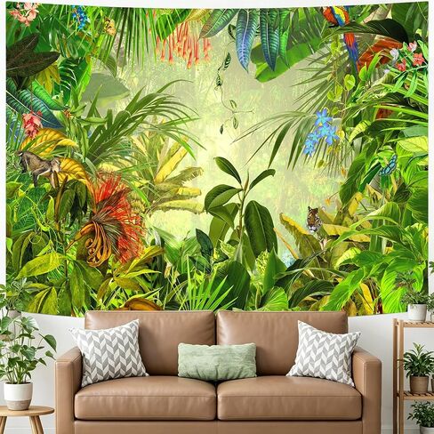 Tropical Rainforest Landscape Tapestry, Jungle Tiger Plant Natural Scenery Tapestry Wall Hanging, Bed Cover Mural Home Decor 80X60 Inches GTLSUH274 in Saudi Arabia