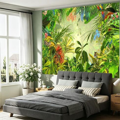 Tropical Rainforest Landscape Tapestry, Jungle Tiger Plant Natural Scenery Tapestry Wall Hanging, Bed Cover Mural Home Decor 80X60 Inches GTLSUH274 in Saudi Arabia