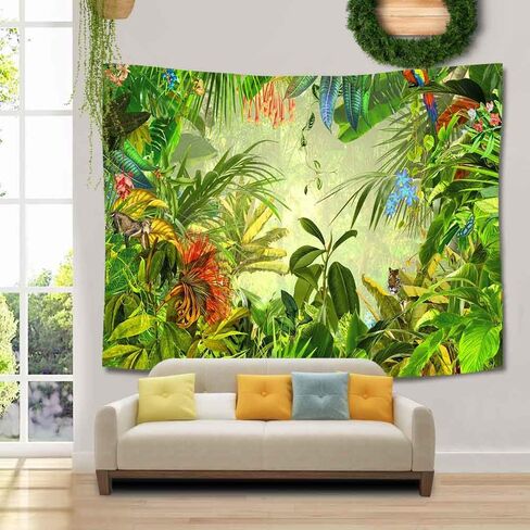 Tropical Rainforest Landscape Tapestry, Jungle Tiger Plant Natural Scenery Tapestry Wall Hanging, Bed Cover Mural Home Decor 80X60 Inches GTLSUH274 in Saudi Arabia