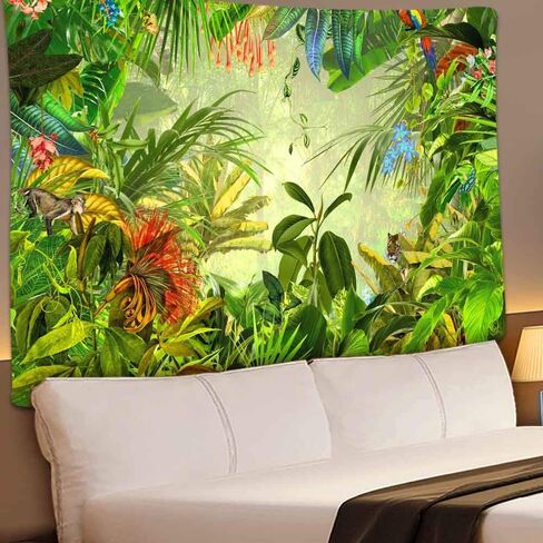 Tropical Rainforest Landscape Tapestry, Jungle Tiger Plant Natural Scenery Tapestry Wall Hanging, Bed Cover Mural Home Decor 80X60 Inches GTLSUH274 in Saudi Arabia