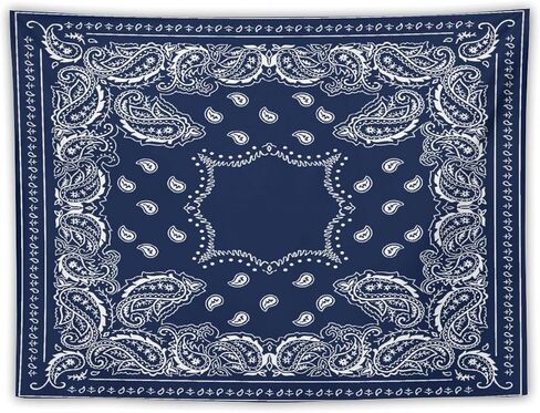 ZhiRain Bandana Tapestry Wall Hanging Bandana Navy Blue And White Tapestries Home Decor for Living Room Bedroom Apartment Farmhouse Dorm 30"x40" in Saudi Arabia