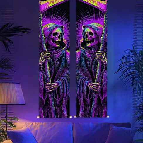 CRAFTYMELODY 2 Pack Dripping Lips Tapestry Glow in the Dark Pop Art UV Reactive High Contrast Wall Hanging 12.9×51 Inch with Rope Wooden Rod for Bedroom Home Room Wall Decoration in Saudi Arabia