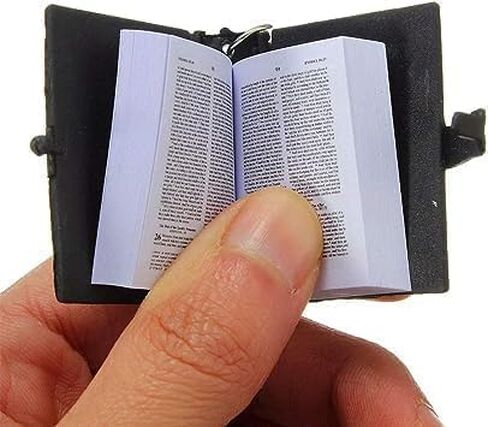 Miniature Holy Bible Keychain - Black Zinc Alloy Scripture Pendant with Cross Charm, Compact Christian Jewelry for Men and Women (Key Ring and Bag Accessory) in Saudi Arabia
