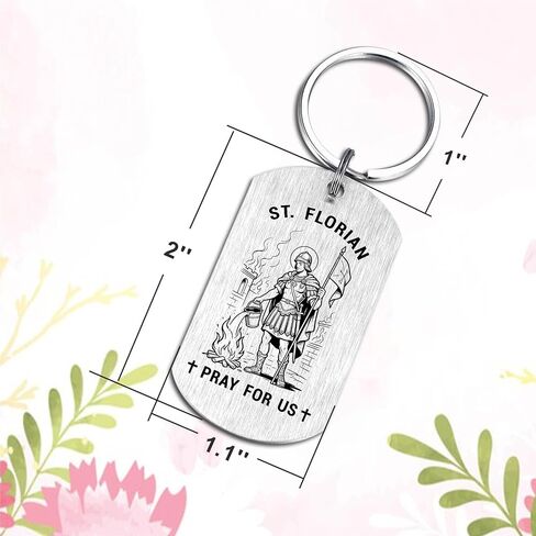 HYHYDHP St. Florian Prayer Keychain for Men - Patron Saint of Firefighters Gifts, Saint Florian Medal for Firemen, Catholic Birthday Christmas Key Chain for Son Dad Boyfriend Husband in Saudi Arabia
