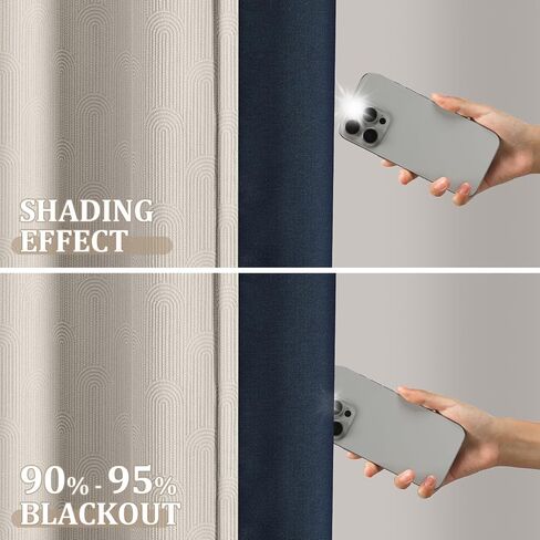 Boho Blackout Curtains 2 Panels Mid Century Modern Patterned Cotton Textured Drapes for Bedroom & Living Room 52W*84L in Saudi Arabia