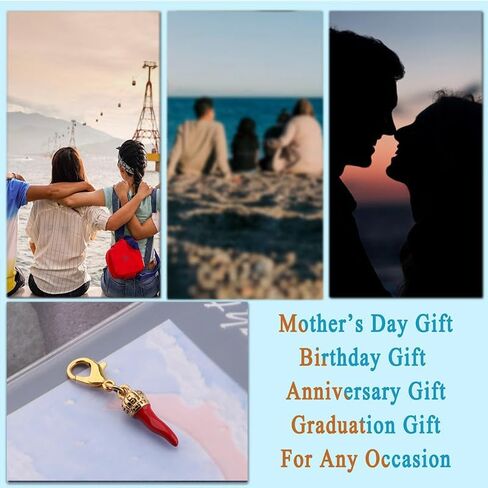 Gzrlyf Italian Red Horns Keychain Italian Good Luck gift italian Cornicellos Chili Jewelry in Kuwait