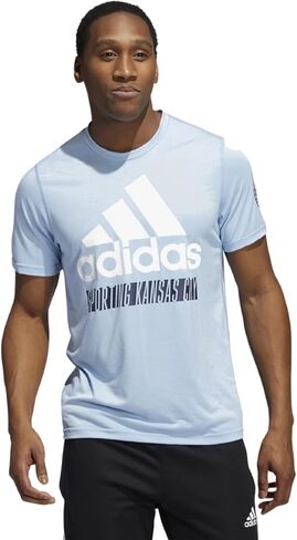 تي شيرت رجالي بأكمام قصيرة من Adidas Kansas City Sporting MLS Creator، أزرق فاتح in Kuwait