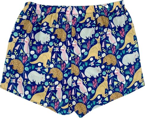 ROCK ATOLL Men's Traditional Cotton Boxer Shorts in Fun Unusual Pattern & Bold Prints (Medium, Blue Kangaroo Print) in Saudi Arabia