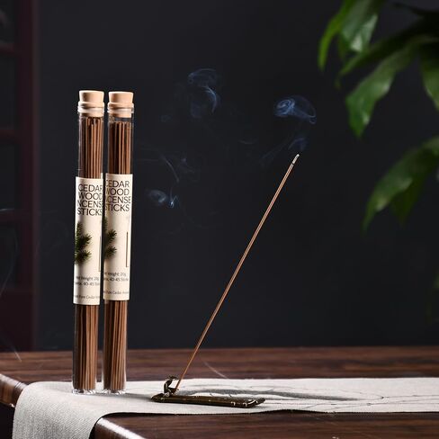 Natural Cedarwood Incense Sticks - 2 Tubes, Cedar Incense Approx. 80-90 Sticks (1.4 oz) - Long Lasting 40 Mins Burn Each - Pure Wood Scent for Meditation, Yoga, Relaxation & Home Fragrance in Kuwait