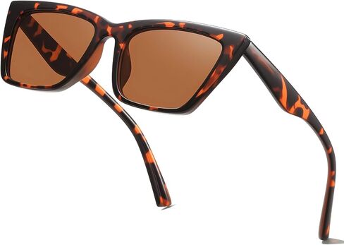 Cat Eye Sunglasses for Women Men Retro Narrow Square Driving Glasses UV400 Protection Trendy Plastic Frame in Saudi Arabia