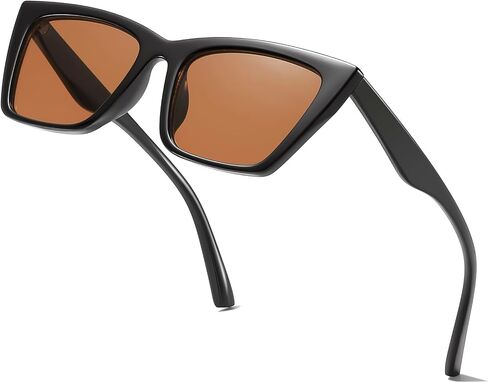 Cat Eye Sunglasses for Women Men Retro Narrow Square Driving Glasses UV400 Protection Trendy Plastic Frame in Saudi Arabia