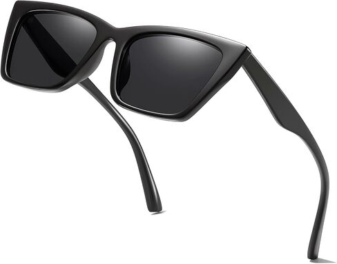 Cat Eye Sunglasses for Women Men Retro Narrow Square Driving Glasses UV400 Protection Trendy Plastic Frame in Saudi Arabia