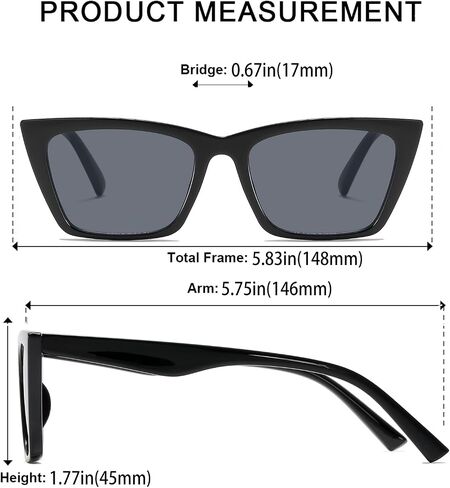 Cat Eye Sunglasses for Women Men Retro Narrow Square Driving Glasses UV400 Protection Trendy Plastic Frame in Saudi Arabia