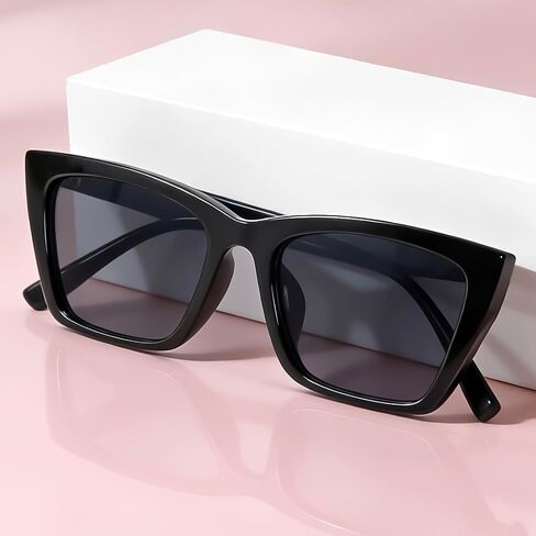 Cat Eye Sunglasses for Women Men Retro Narrow Square Driving Glasses UV400 Protection Trendy Plastic Frame in Saudi Arabia