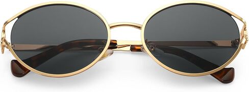 نظارات شمسية دولجر ريترو بيضاوية للنساء بإطار ذهبي عصري صغير من التسعينيات in Kuwait