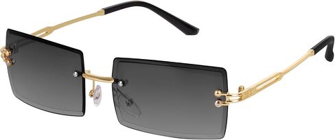 Rimless Rectangle Sunglasses for Women Men, 90s Vintage Square Sunglasses, Retro Trendy Eyewear in Saudi Arabia