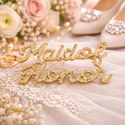 دبوس زفاف بروش من حجر الراين من Maid of Honor، هدية لحفلات الزفاف لوصيفة الشرف، مجوهرات تذكارية أنيقة لإكسسوارات الزفاف in Kuwait
