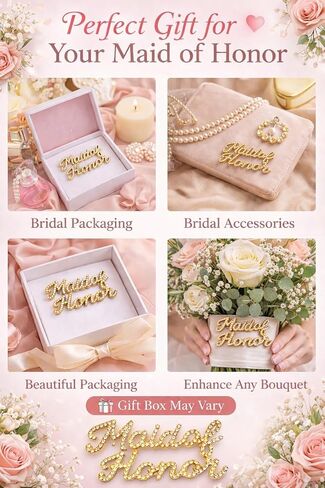 دبوس زفاف بروش من حجر الراين من Maid of Honor، هدية لحفلات الزفاف لوصيفة الشرف، مجوهرات تذكارية أنيقة لإكسسوارات الزفاف in Kuwait