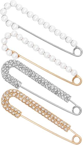 4 Pcs Women Pearl Brooch Pins Fashion Faux Crystal Pearl Brooches Sweater Shawl Clips Dress Shirt Pin for Women's Clothing Accessories in Saudi Arabia