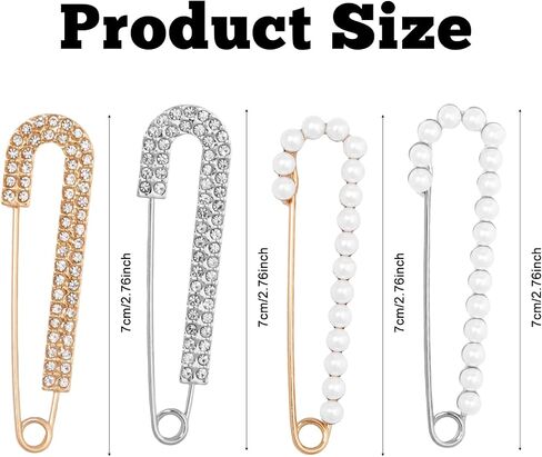 4 Pcs Women Pearl Brooch Pins Fashion Faux Crystal Pearl Brooches Sweater Shawl Clips Dress Shirt Pin for Women's Clothing Accessories in Saudi Arabia