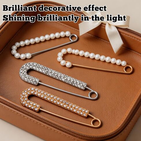 4 Pcs Women Pearl Brooch Pins Fashion Faux Crystal Pearl Brooches Sweater Shawl Clips Dress Shirt Pin for Women's Clothing Accessories in Saudi Arabia