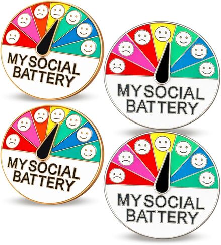 4Pcs Social Battery Pin, My Social Battery Slider Pin, My Battery Mood Creative Lapel Pin Suitable for Social Settings, Workplace Expression and Fashion Accessory Styling in Saudi Arabia