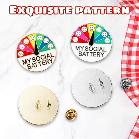 4Pcs Social Battery Pin, My Social Battery Slider Pin, My Battery Mood Creative Lapel Pin Suitable for Social Settings, Workplace Expression and Fashion Accessory Styling in Saudi Arabia