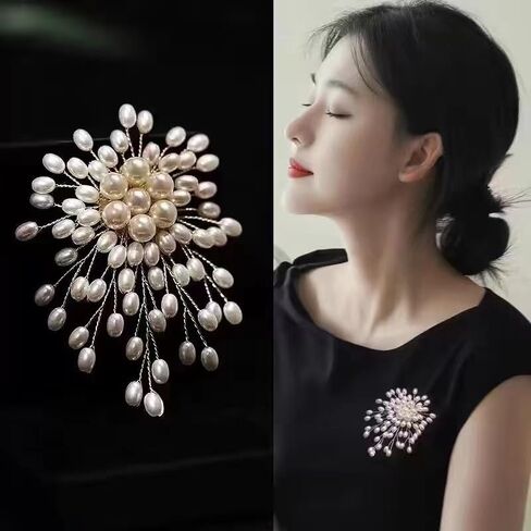 White Pearl Brooch Pins for Women Girl Flower Pearl Brooch Pin for Wedding Party Prom Dress Coat in Kuwait