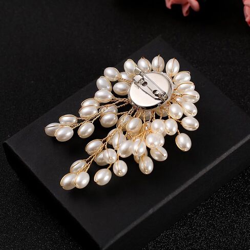 White Pearl Brooch Pins for Women Girl Flower Pearl Brooch Pin for Wedding Party Prom Dress Coat in Kuwait