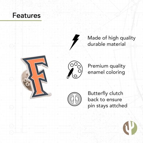 دبوس صدرية من Desert Cactus Cal State Fullerton University CSUF Titans مصنوع من المعدن للملابس الرسمية، ومجوهرات الحقائب والقبعات، وربطة عنق (دبوس A) in Kuwait