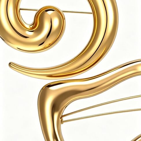 Geometric Brooch Set of 2 Minimalist Gold Vintage Brooches for Men and Women Spiral Irregular Shape Lapel Pins Perfect Accessories for Shirts Dresses Weddings Parties Jewelry in Saudi Arabia
