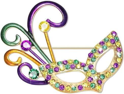 mardi gras Brooches Pin for Women, Rhinestone Mask Fleur De Lis mardi gras Brooches for Carnival Party Costume Accessories Jewelry in Saudi Arabia