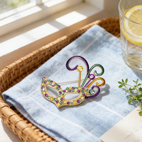 mardi gras Brooches Pin for Women, Rhinestone Mask Fleur De Lis mardi gras Brooches for Carnival Party Costume Accessories Jewelry in Saudi Arabia