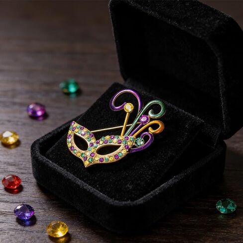 mardi gras Brooches Pin for Women, Rhinestone Mask Fleur De Lis mardi gras Brooches for Carnival Party Costume Accessories Jewelry in Saudi Arabia