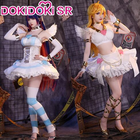 KIRA KIRA Anime Angel Cosplay Costume with Wings Doki-SR Full set Pink Halloween Cosplay Outfits in Saudi Arabia