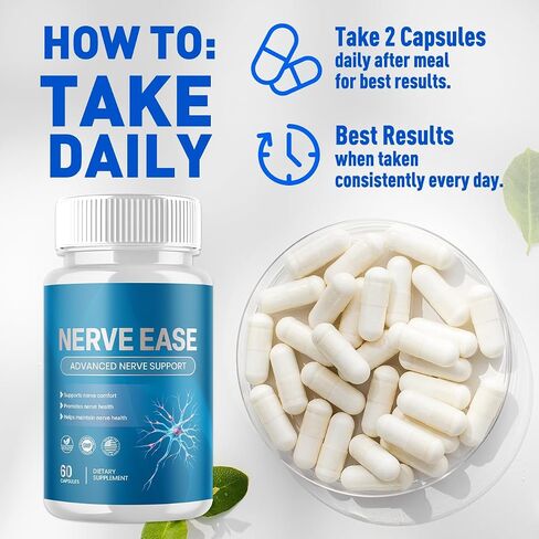 (3 Pack) Nerve Ease Capsules, NerveEase Pills with All Natural Ingredients, Advanced Overall Health and Wellness Vitamin Supplement Formula for Maximum Strength Multivitamins Support (180 Capsules) in Saudi Arabia