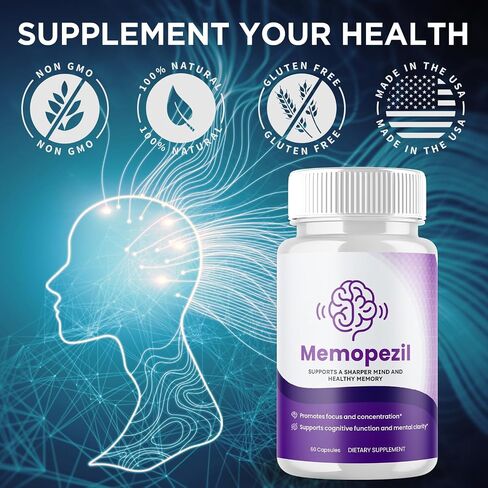 Memopezil Brain Capsules, Memopezil Pills with All Natural Ingredients, Advanced Formula Health and Wellness Support Supplement Pills with Maximum Strength Multivitamins Support (60 Capsules) in Saudi Arabia