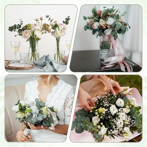 SHENLIU 180 Pcs 3 Kinds Mixed Eucalyptus Leaves Stems Bulk, DIY Green Faux Eucalyptus Stems Bundle Fake Leaves Greenery for Wedding Vase Bouquet Floral Arrangement in Saudi Arabia