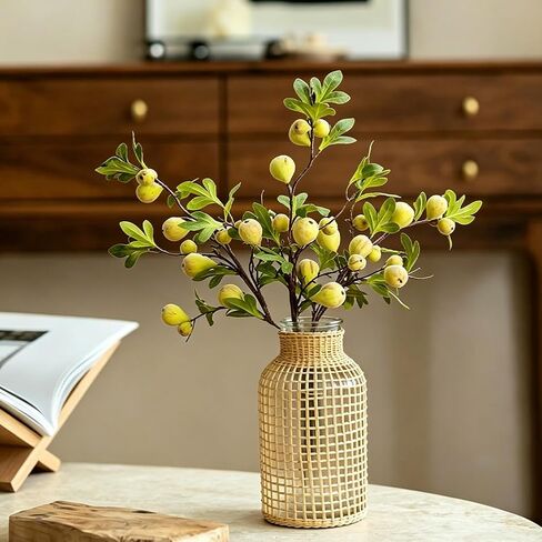 4 Pcs Artificial Figs Branches for Vases 34.65 Inch Tall Fake Frost Fig with Greenery Stems and Leaves for Home Kitchen Table Display Supermarket Photography Props in Kuwait